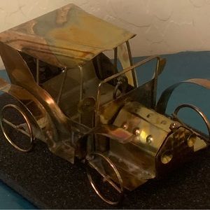 Model T Type Car Copper Art Tin with Music Box Plays “Happy Days Are Here Again”